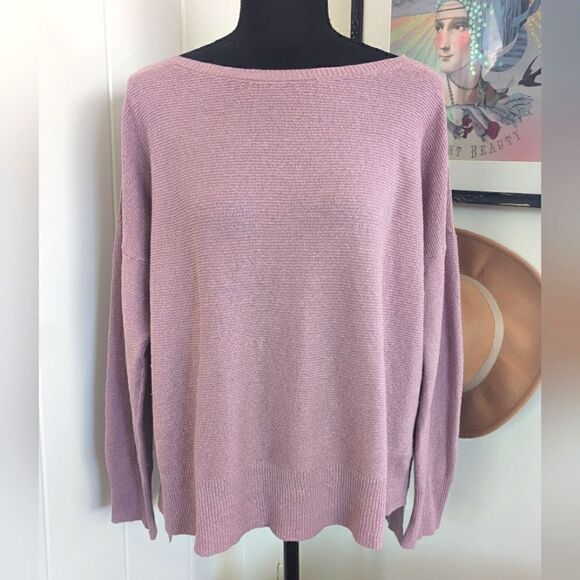 Eileen Fisher Pastel Petal Pink Linen Minimalist Preppy Quiet Luxury Sweater L - Picture 3 of 10